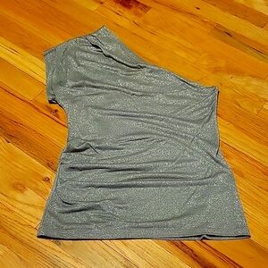 Silver Holiday Ann Taylor One Shoulder Top